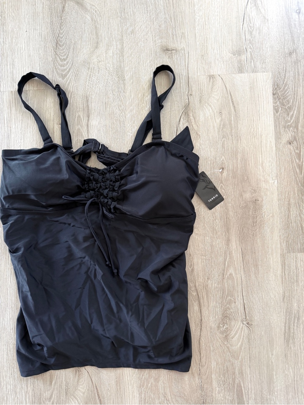 torrid Black One-Piece Swim Tank  Tankini Shirred with Smocked Front